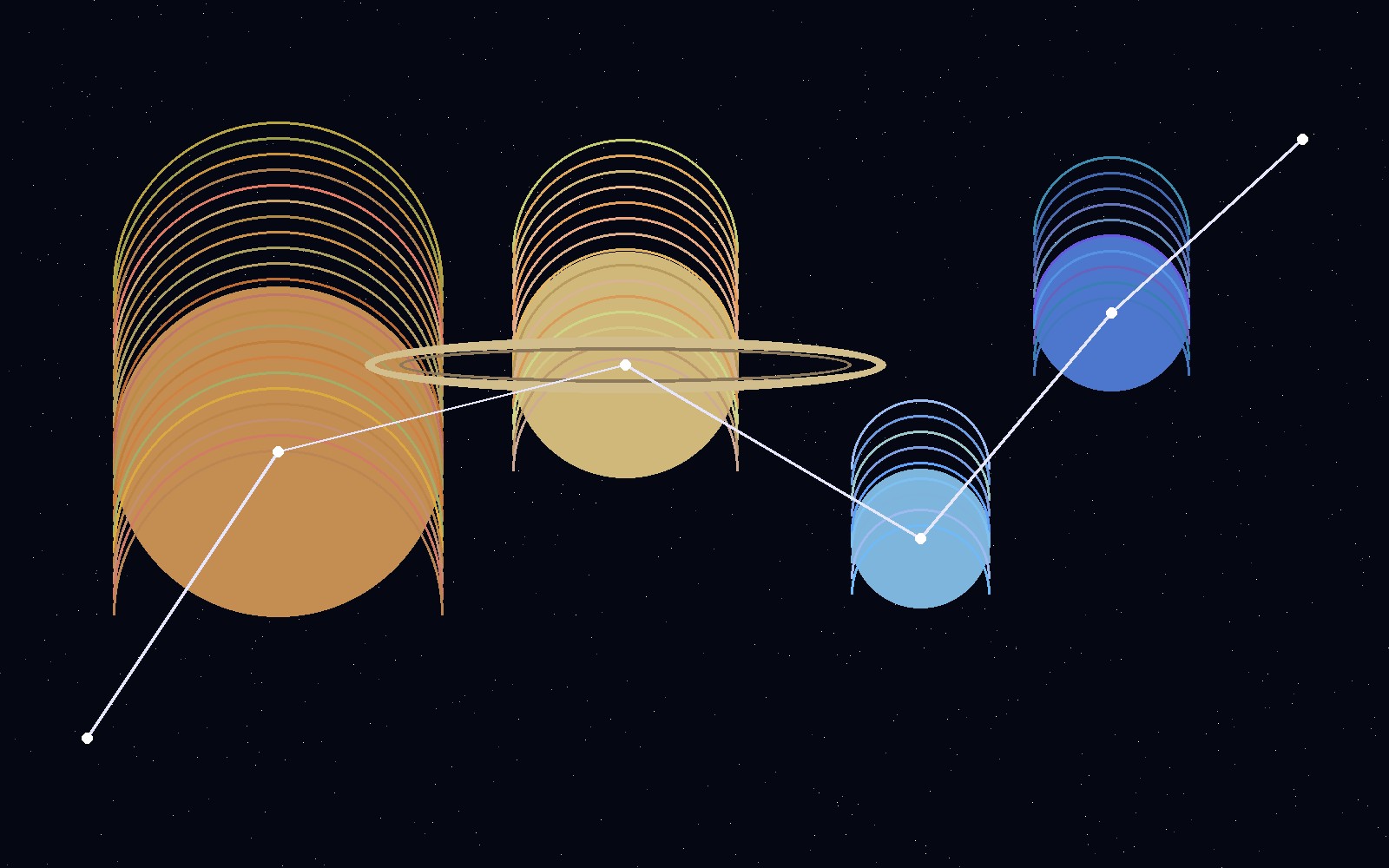 Stylized outer planets and Voyager path collage